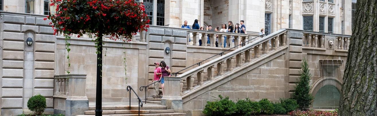 Students exiting the Cathedral of Learning